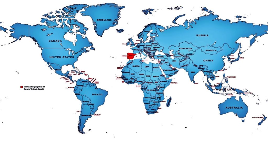 Distribucción geográfica del Tropical Canario Timbrado Español